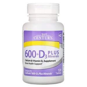 21st Century, 600+D3 Plus Minerals, 120 Tablets